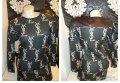 дамска блузка-туника с кожени ръкави на YSL реплика-размер- М-Л - ХЛ