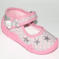 Детски текстилни дишащи пантофи от естествени тъкани за момичета VIGGAMI aurelka, снимка 1 - Бебешки обувки - 23612755