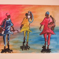  Музиканти от Африка-картина с маслени бои, снимка 7 - Картини - 25769458