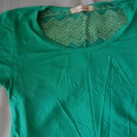 Зелена блуза с дантелен гръб , снимка 13 - Тениски - 18565692