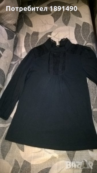 Блуза от трико с комбинация от дантела с ¾ ръкав., снимка 1