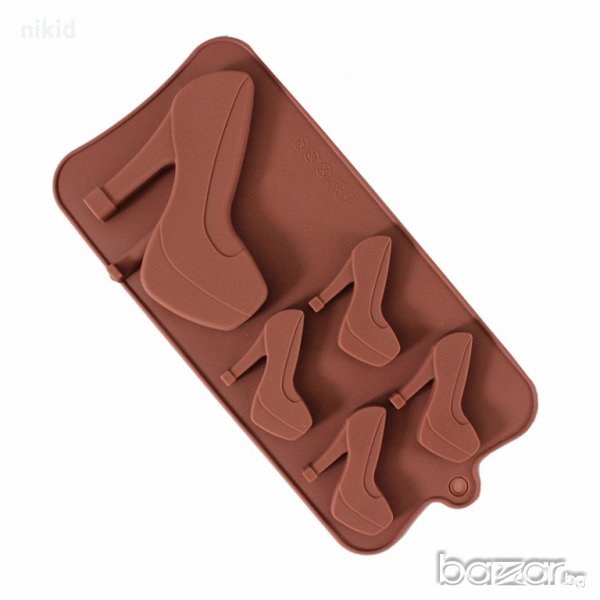 5 големи дамски обувки на висок ток силиконова форма молд калъп отливка шоколад фондан гипс сапун, снимка 1