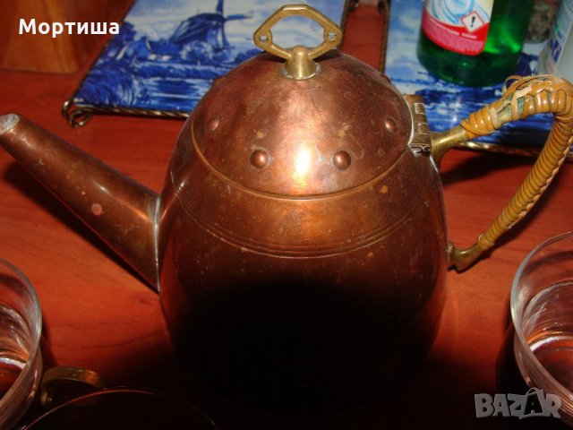  Великолепен ръчно изработен сервиз мед бронз стъкло, снимка 5 - Сервизи - 22177468