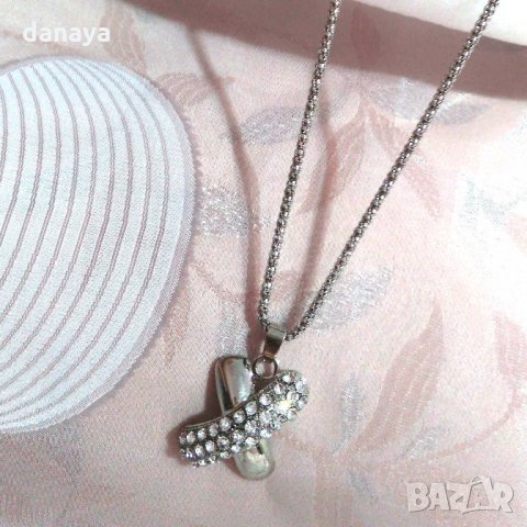 Комплект бижута обеци с винтчета и колие X с камъчета, снимка 7 - Бижутерийни комплекти - 22276789