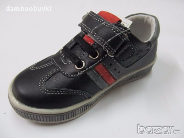Спортни обувки естествена кожа Чипо черно/сиво, снимка 3 - Детски маратонки - 17523460