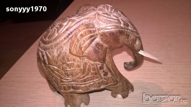 Красив слон-дървен 13/10/7см-внос швеицария, снимка 5 - Антикварни и старинни предмети - 16169330