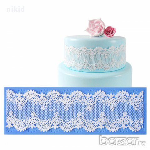 остри върхове листа и рози молд захарна дантела силиконов украса торта фондан гъмпейст захарно тесто, снимка 3 - Форми - 16795542