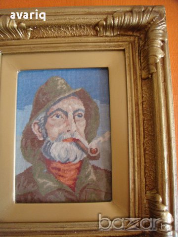 Гоблен - Стареца с лула , снимка 7 - Гоблени - 12618357