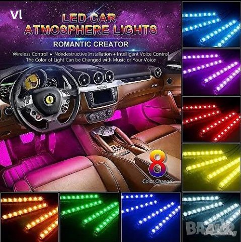 LED Ленти за вътрешно и външно осветление на кола RGB с дистанционно, снимка 4 - Аксесоари и консумативи - 26075691