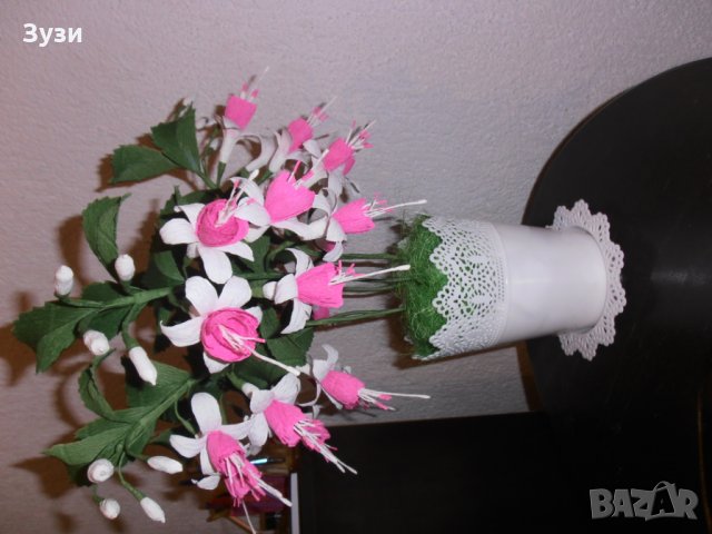 Цветя от хартия-Фуксия,Обичка , снимка 4 - Изкуствени цветя - 24676215