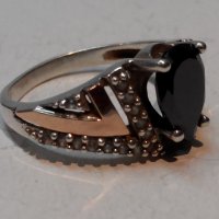 Стар сребърен руски СССР пръстен с оникс цирконий и злато, снимка 8 - Пръстени - 22794732