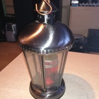 иноксов фенер с стъкла-за свещ-внос холандия-34х19см, снимка 1 - Колекции - 20893381