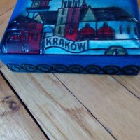 Дървена кутия Краков рисувана ръчно , снимка 2 - Декорация за дома - 20389497
