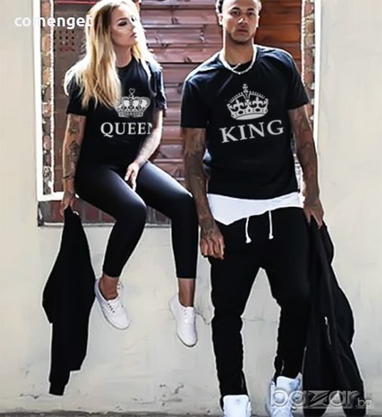 СВЕТИ ВАЛЕНТИН! ЗА ВЛЮБЕНИ! KING & QUEEN LOVE тениски! Поръчай модел С ТВОЯ ИДЕЯ!, снимка 1