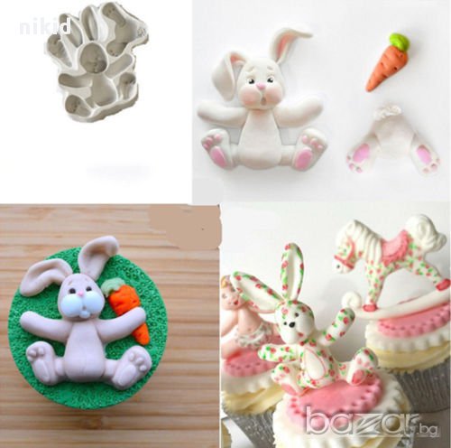  заек зайче части силиконов молд форма фигурка украса декор торта фондан, снимка 1