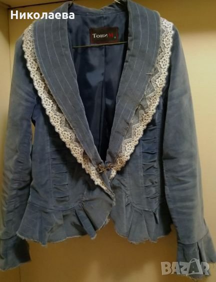 Синьо сако-кадифе,на "Тони М",M/L, снимка 1