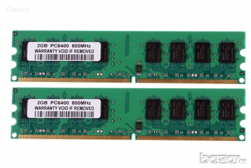 РАМ Памет за Intel 4GB 2X2GB-2Rx8-PC2-6400U-DDR2-800Mhz-240pin-DIMM-RAM-CPU-Memory-NON-ECC, снимка 1