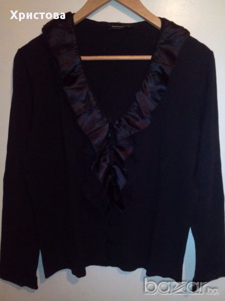 Елегантна къса черна жилетка с къдри на promiss,XL., снимка 1