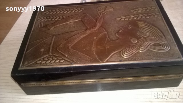 стара кутия-дърво с обков мед/месинг-25х16х6см, снимка 6 - Колекции - 23362160