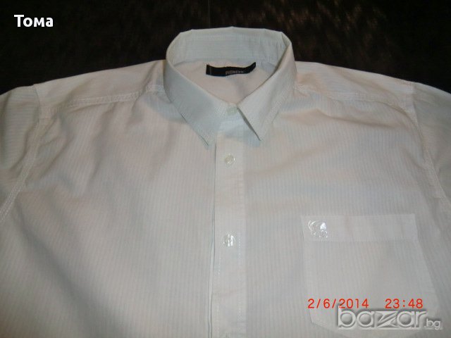 Бяла риза с къс ръкав Тиъдор, снимка 5 - Ризи - 14221173