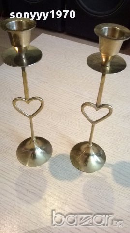 финни Свещници 2броя-23/7см-мед/месинг-внос швеицария, снимка 8 - Антикварни и старинни предмети - 13923412