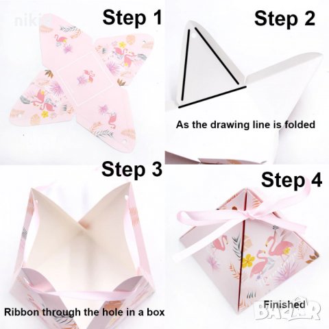 Хаваи Фламинго Кутии кутии пирамида кутийки подаръчни за лакомства торбички кутийки рожден кутия, снимка 2 - Други - 22570237