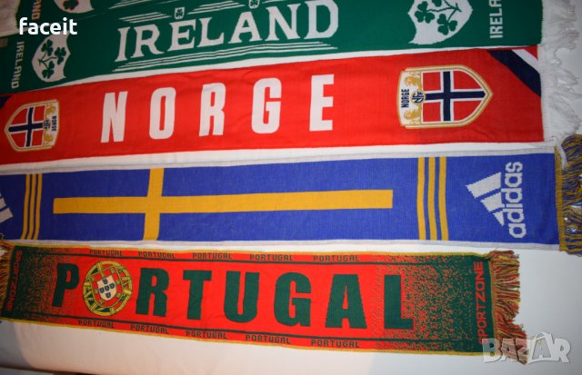 Национални отбори - Футболни шалове / Ireland / Norway / Sweden / Portugal, снимка 4 - Шапки - 23144193