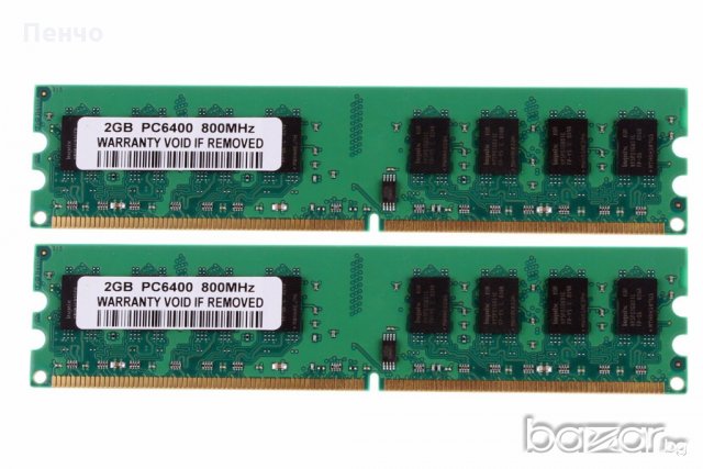 РАМ Памет за Intel 4GB 2X2GB-2Rx8-PC2-6400U-DDR2-800Mhz-240pin-DIMM-RAM-CPU-Memory-NON-ECC