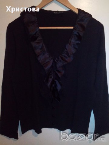 Елегантна къса черна жилетка с къдри на promiss,XL.