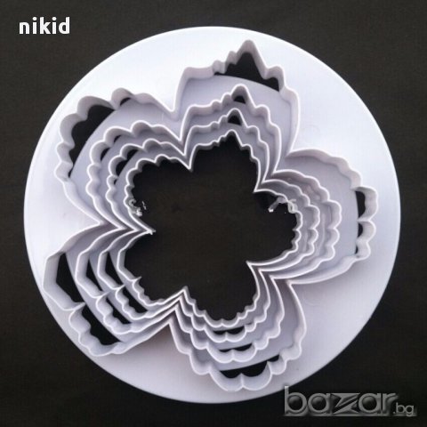 сет 4 огромни пластмасови резци форми за направа рошаво голямо цвете божур украса торта фондан резец, снимка 2 - Форми - 15457399