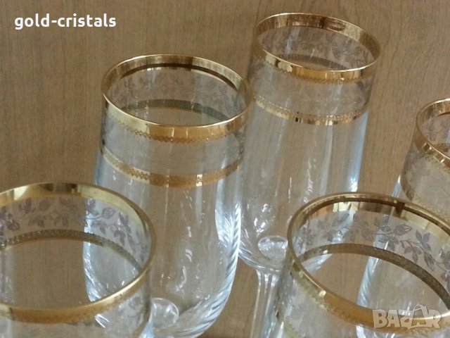 кристални чаши с златен кант , снимка 9 - Антикварни и старинни предмети - 22180312