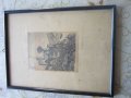 Стара картина офорт графика подписана 19 век, снимка 7