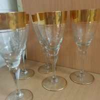 Ретро стъклени чаши с богата позлата , снимка 1 - Антикварни и старинни предмети - 22383042