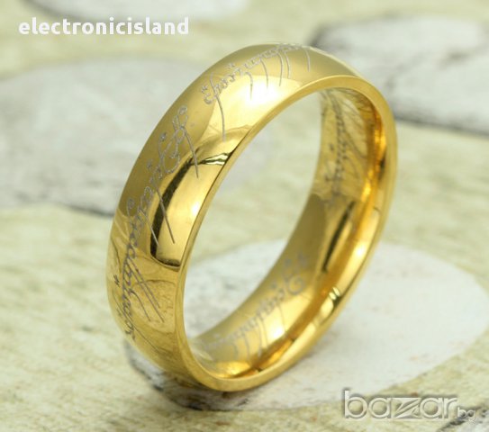 Властелинът на пръстена дизайн, 316l титаниева стомана,лазерно гравиран, цвят злато / сребро /черен, снимка 3 - Пръстени - 8681133