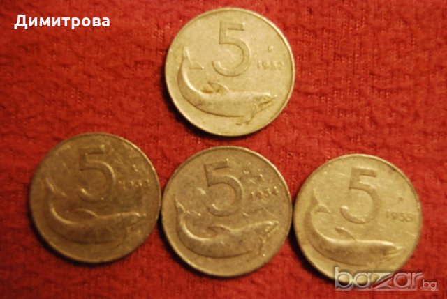 Лот Италия 5 центими 1954.1955.1952.1953