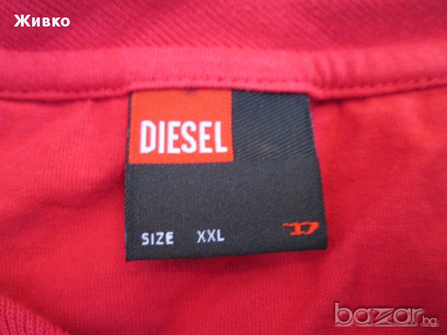 DIESEL червена тениска от 100% памук размер XXL., снимка 3 - Тениски - 17827591
