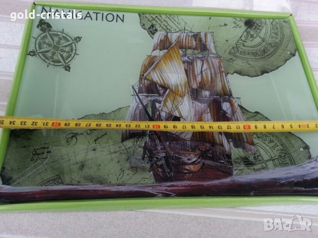 Голямо стъклено плато поднос , снимка 2 - Чинии - 23052798