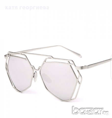 многоъгълни огледални сребърни слънчеви очила, снимка 2 - Слънчеви и диоптрични очила - 15143105