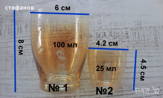 Два различни по 100 мл комплекта по 6 бр чаши за концентрат с перлен ефект, снимка 2 - Чаши - 24402109