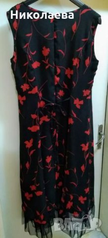 Дълга черна рокля с червени цветя.L/XL, снимка 2 - Рокли - 25440089