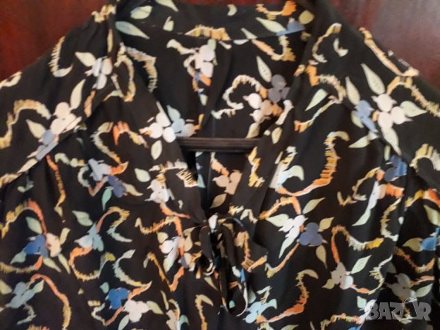 Дамска риза коприна с къс ръкав с панделка, снимка 2 - Ризи - 25749513