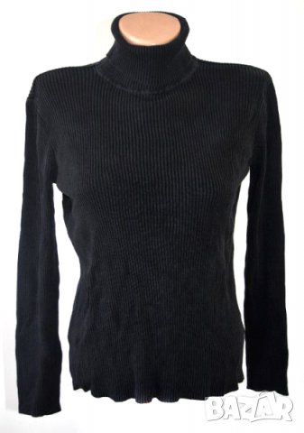 Дамска блуза черно поло еластична, снимка 1 - Блузи с дълъг ръкав и пуловери - 23439969