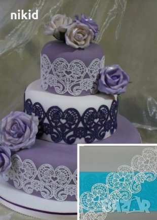 Извити сърца дантела силиконов килим молд форма украса торта с фондан шоколад гъмпейст, снимка 2 - Форми - 25247695