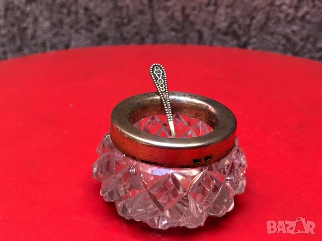 Прибор за черен хайвер от кристал и сребро-СССР, снимка 5 - Сервизи - 24222568