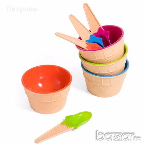 4 бр. купички за сладолед с лъжички