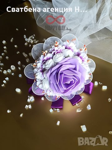 Сватбен букет за хвърляне / букет за шаферки Лучия, снимка 3 - Сватбени аксесоари - 21502616