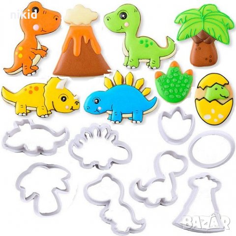 Динозаври сет 8 пластмасови резци форми украса торта сладки бисквитки