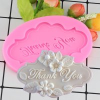 Thank You надпис Благодаря голяма табела в рамка силиконов молд форма декорация торта шоколад фондан, снимка 1 - Форми - 18364993