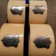 Царска Русия-салфетници от слонова кост и сребърни монограми, снимка 1 - Антикварни и старинни предмети - 12654081