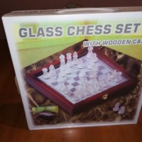 стъклен шах в красива дървена кутия-внос швеицария, снимка 12 - Колекции - 21398922